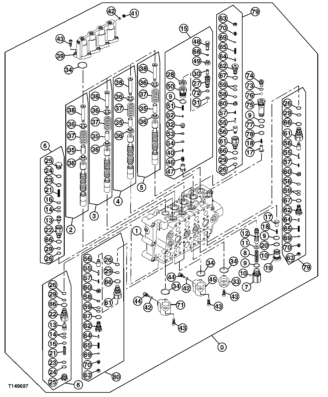 Схема запчастей John Deere 00C - 268 - CONTROL VALVE (4 SPOOL) 3362 CONTROL AND LOAD HOLDING VALVES