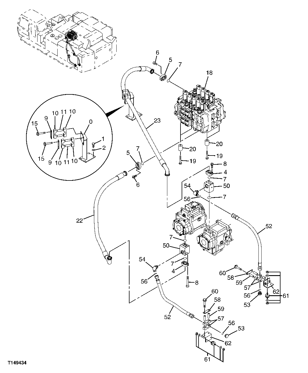 Схема запчастей John Deere 00C - 299 - DELIVERY HYDRAULIC LINES 3363 LINES, HOSES AND FITTINGS