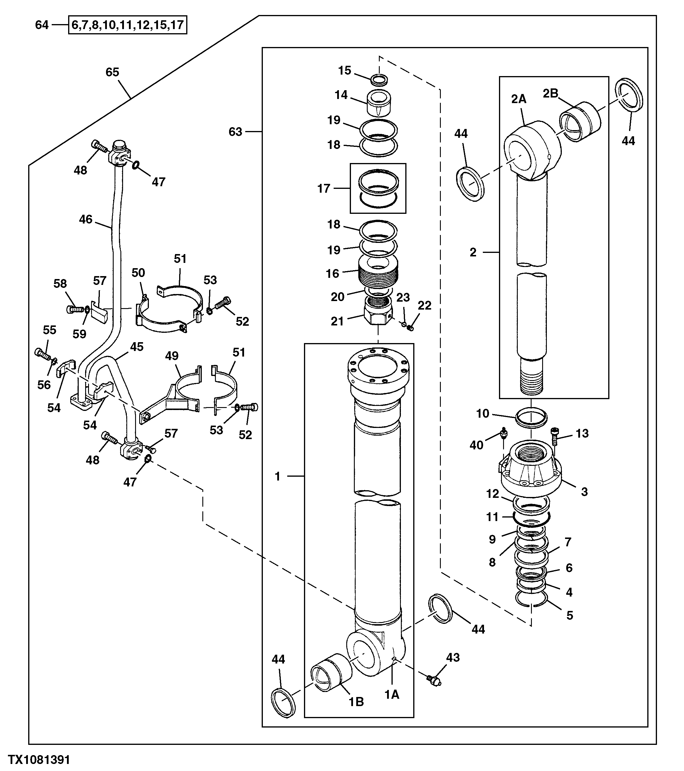 Схема запчастей John Deere 00C - 327 - Hydraulic Boom Cylinder, Right 3365 HYDRAULIC CYLINDERS