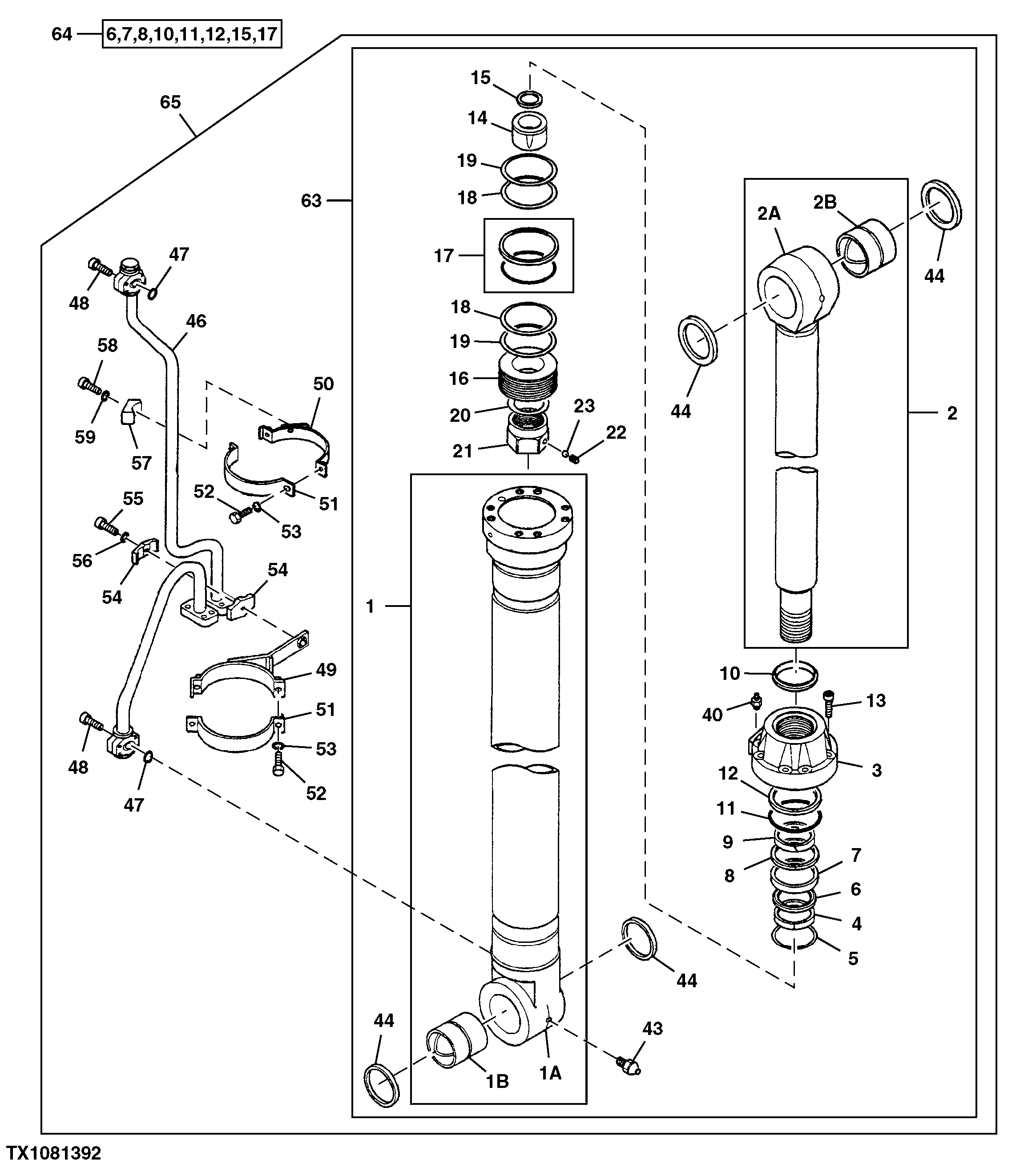 Схема запчастей John Deere 00C - 328 - Hydraulic Boom Cylinder, Left 3365 HYDRAULIC CYLINDERS