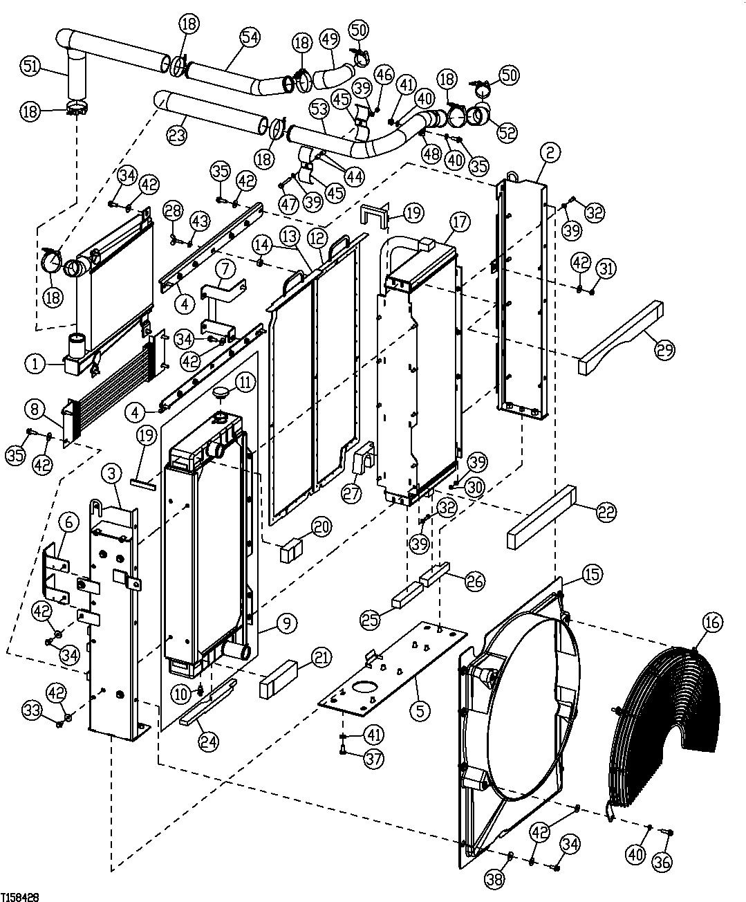 Схема запчастей John Deere 00CLC - 132 - RADIATOR AND OIL COOLER 0510 ENGINE COOLING SYSTEMS