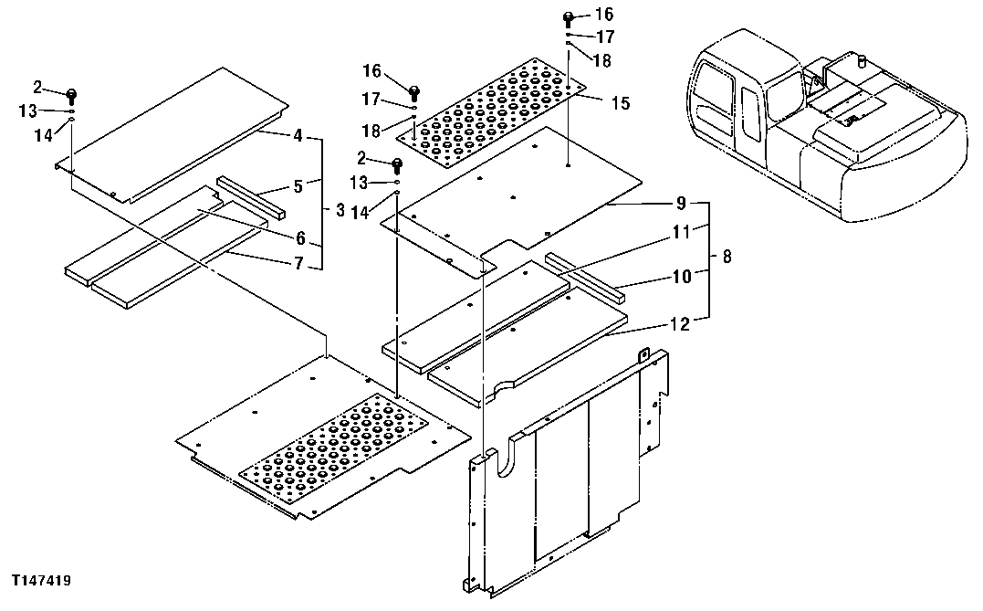 Схема запчастей John Deere 00CLC - 217 - COVER 1910 HOOD OR ENGINE ENCLOSURE