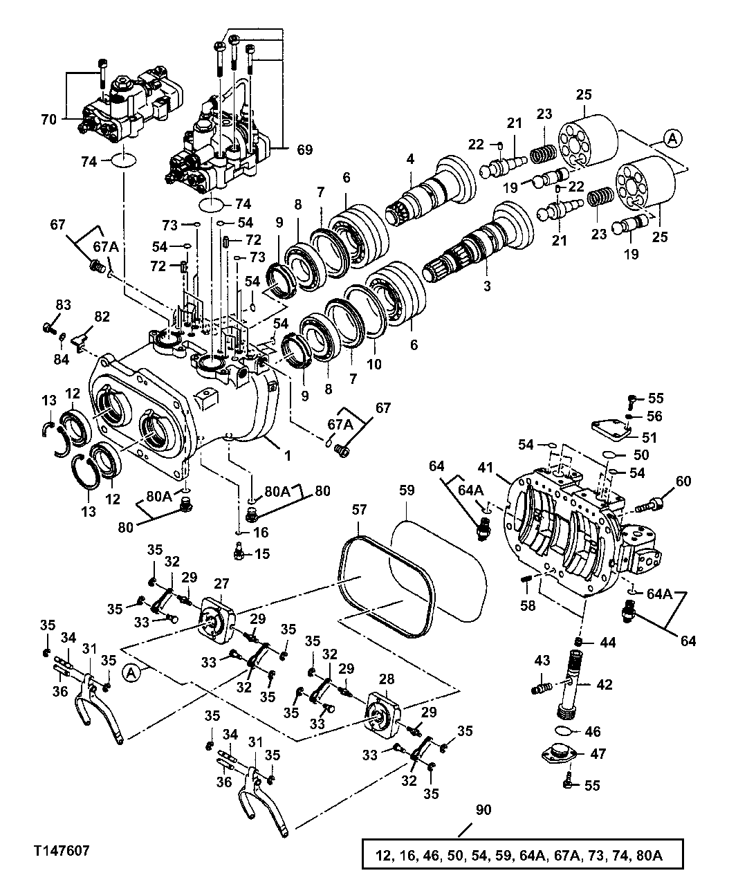 Схема запчастей John Deere 00CLC - 304 - MAIN HYDRAULIC PUMP UNIT 3361 HYDRAULIC PUMP