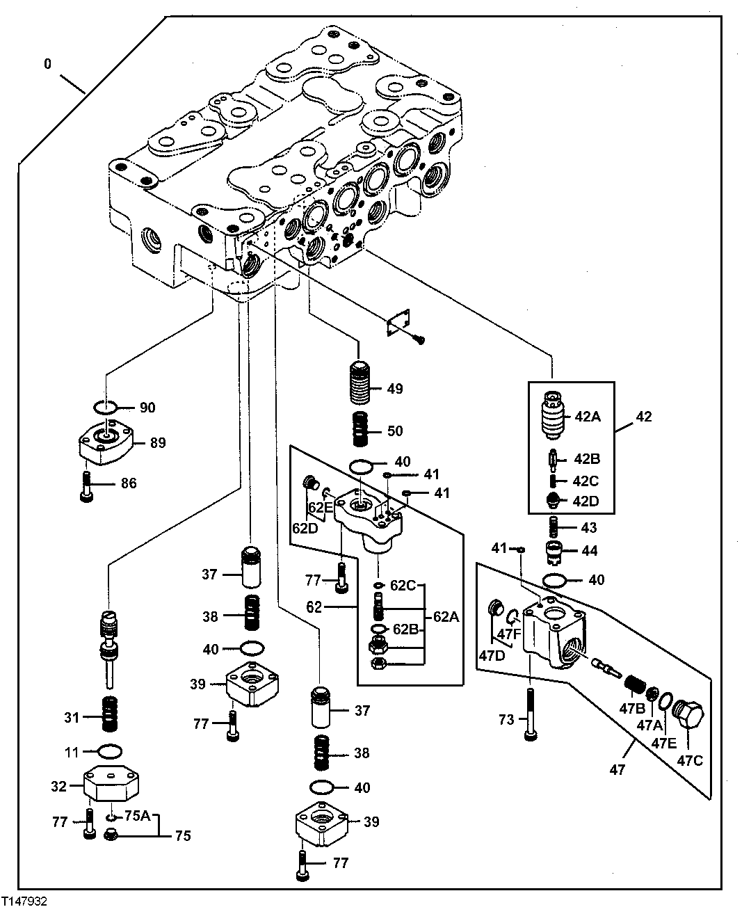 Схема запчастей John Deere 00CLC - 312 - CONTROL VALVE (4-SPOOL SIDE) 3362 CONTROL & LOAD HOLDING VALVES