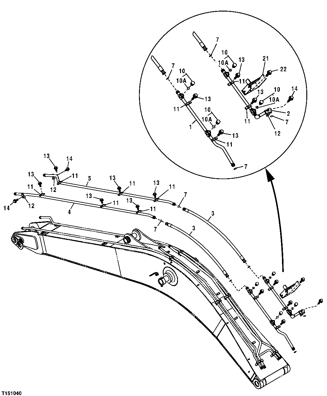 Схема запчастей John Deere 00CLC - 361 - THIRD FUNCTION BOOM HYDRAULIC HOSES AND OIL LINES 3363 Lines, Hoses & Fittings