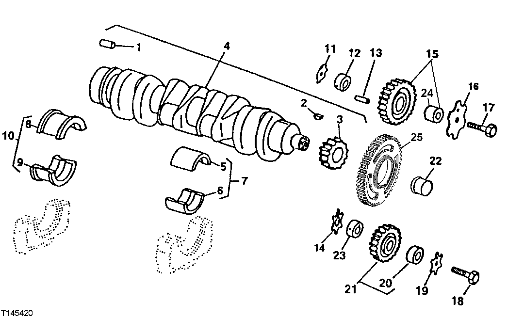 Схема запчастей John Deere 30CLC - 48 - 4707 CRANKSHAFT AND BEARINGS 0400 Engine 6068HT054-RE507967 6068HT054