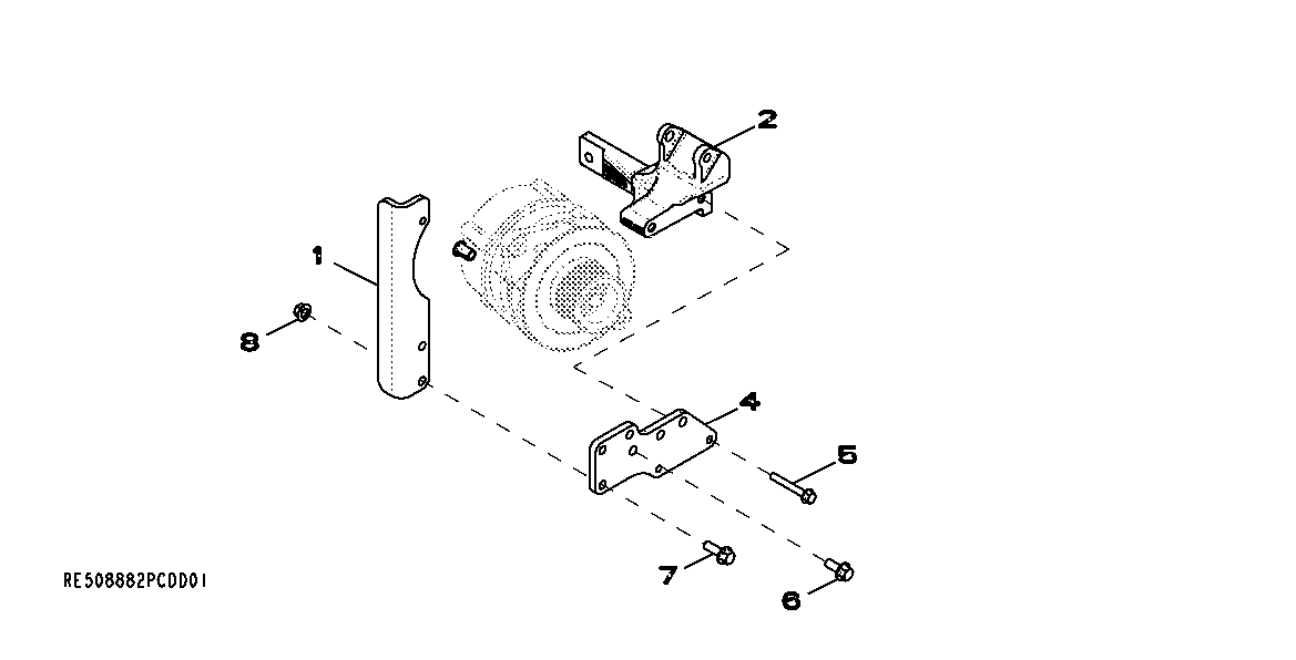 Схема запчастей John Deere 30CLC - 57 - 6248 ALTERNATOR MOUNTING 0400 Engine 6068HT054-RE507967 6068HT054