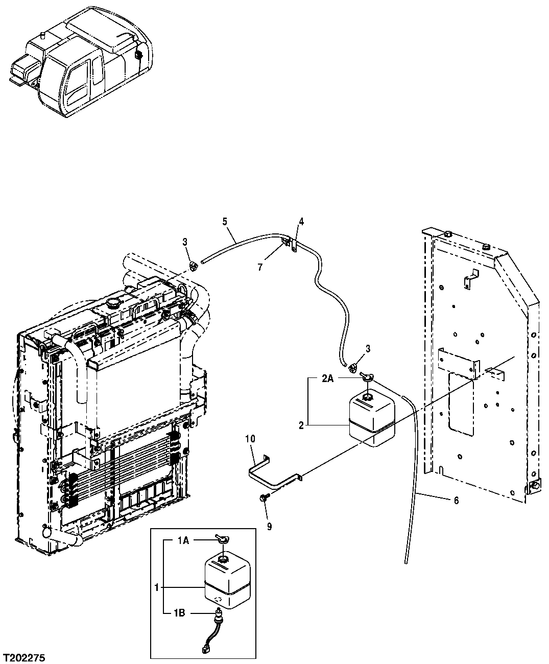 Схема запчастей John Deere 30CLC - 76 - RESERVE WATER TANK 0510 ENGINE COOLING SYSTEMS