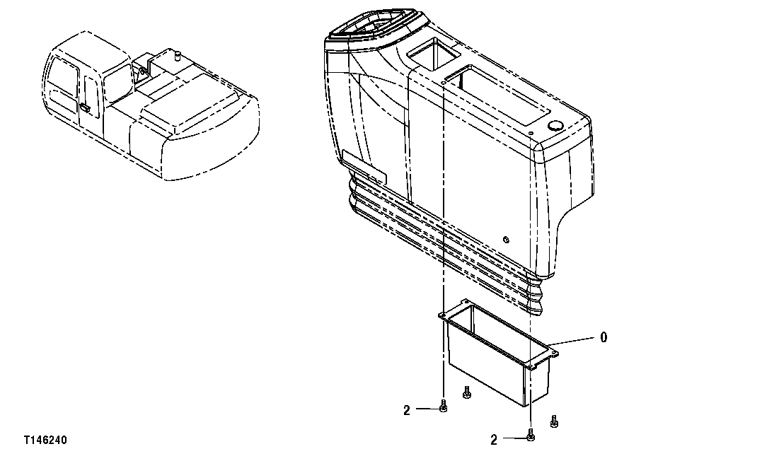 Схема запчастей John Deere 30CLC - 131 - CAB INSIDE LEFT COVER TRAY (FOR USE WITHOUT RADIO) 1810 OPERATOR ENCLOSURE
