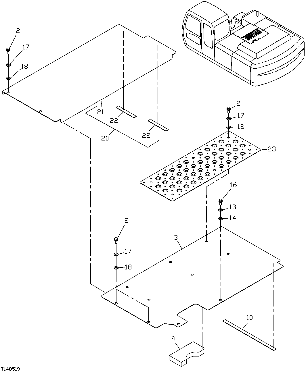 Схема запчастей John Deere 30CLC - 154 - COVER 1910 HOOD OR ENGINE ENCLOSURE
