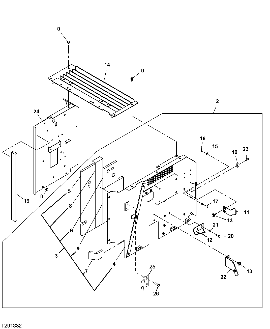 Схема запчастей John Deere 30CLC - 156 - COVER 1910 HOOD OR ENGINE ENCLOSURE