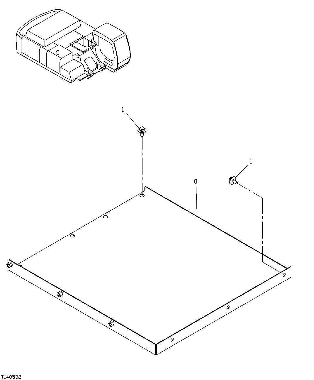 Схема запчастей John Deere 30CLC - 160 - COVER 1910 HOOD OR ENGINE ENCLOSURE