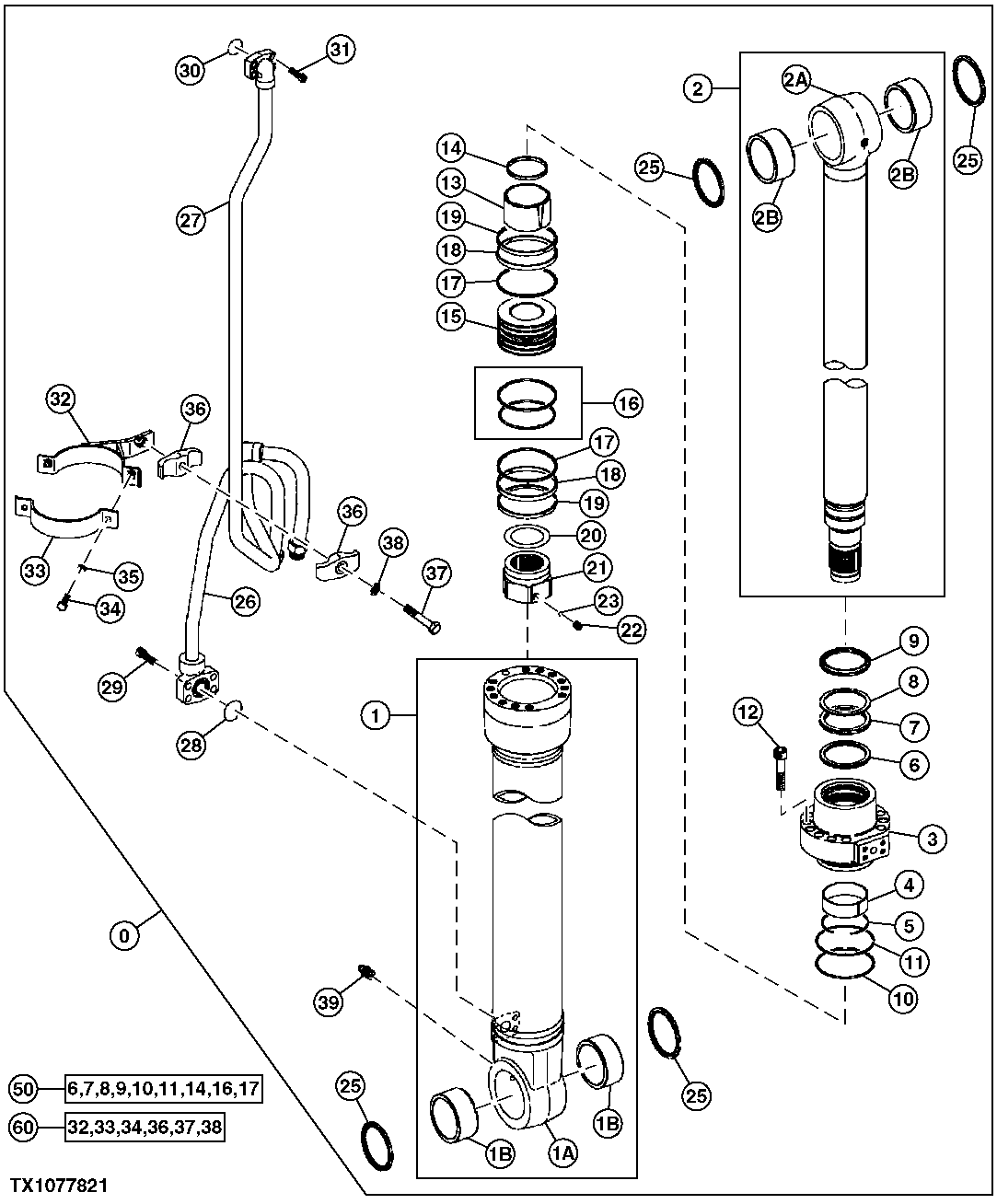 Схема запчастей John Deere 30CLC - 234 - Left Boom Cylinder Components, Units Built After August 2003 3360 HYDRAULIC SYSTEM