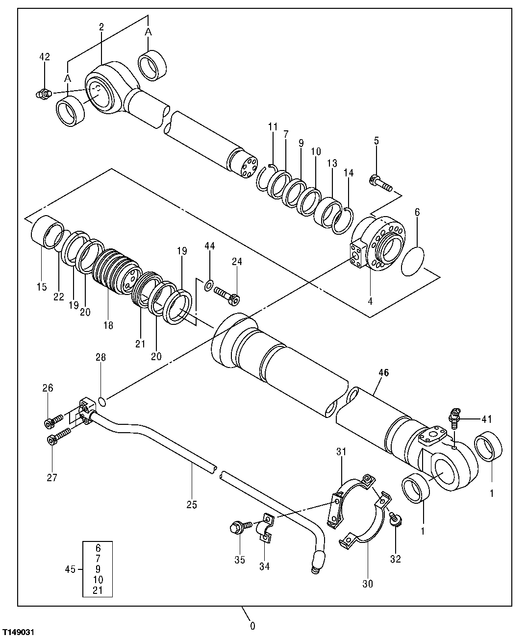 Схема запчастей John Deere 30CLC - 238 - BUCKET CYLINDER COMPONENTS (SN -603533) 3360 HYDRAULIC SYSTEM