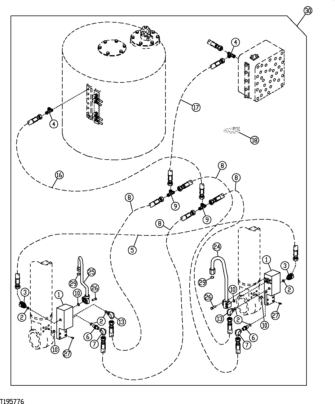 Схема запчастей John Deere 30CLC - 246 - BOOM ANTI-DRIFT KIT 3360 HYDRAULIC SYSTEM