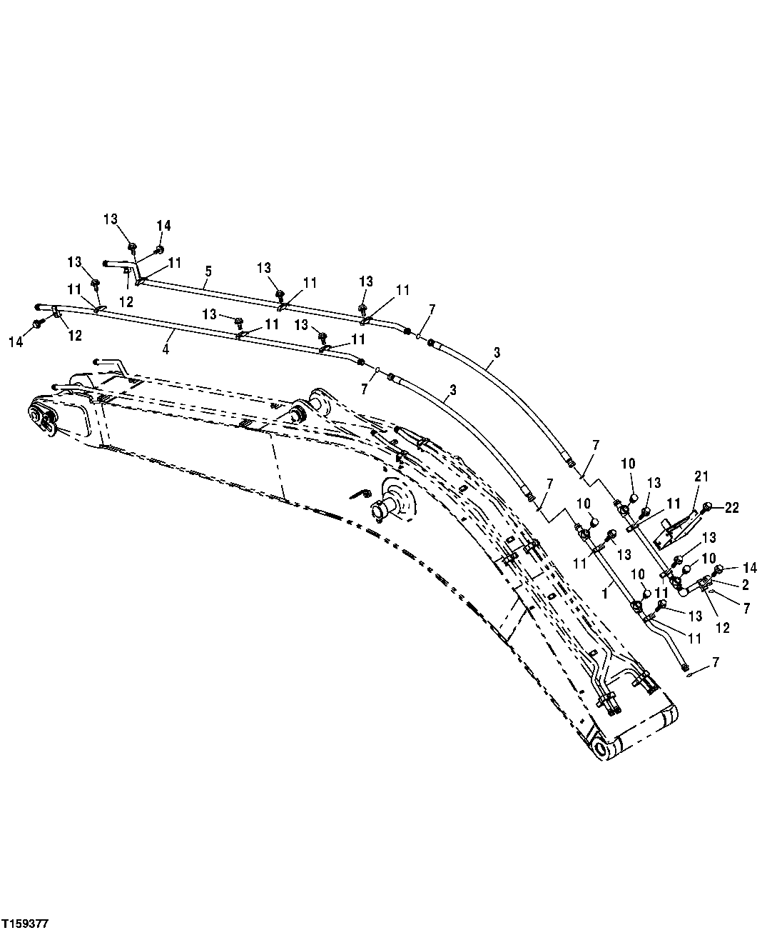 Схема запчастей John Deere 30CLC - 228 - Boom Auxiliary Hoses And Lines, Factory Installed 3360 HYDRAULIC SYSTEM