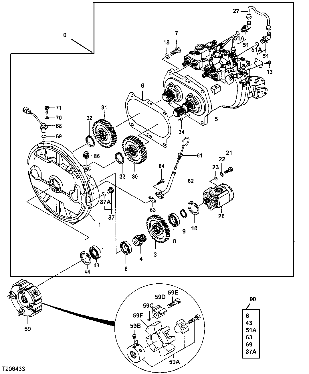 Схема запчастей John Deere 30CLC - 249 - MAIN HYDRAULIC PUMP 3361 HYDRAULIC PUMP