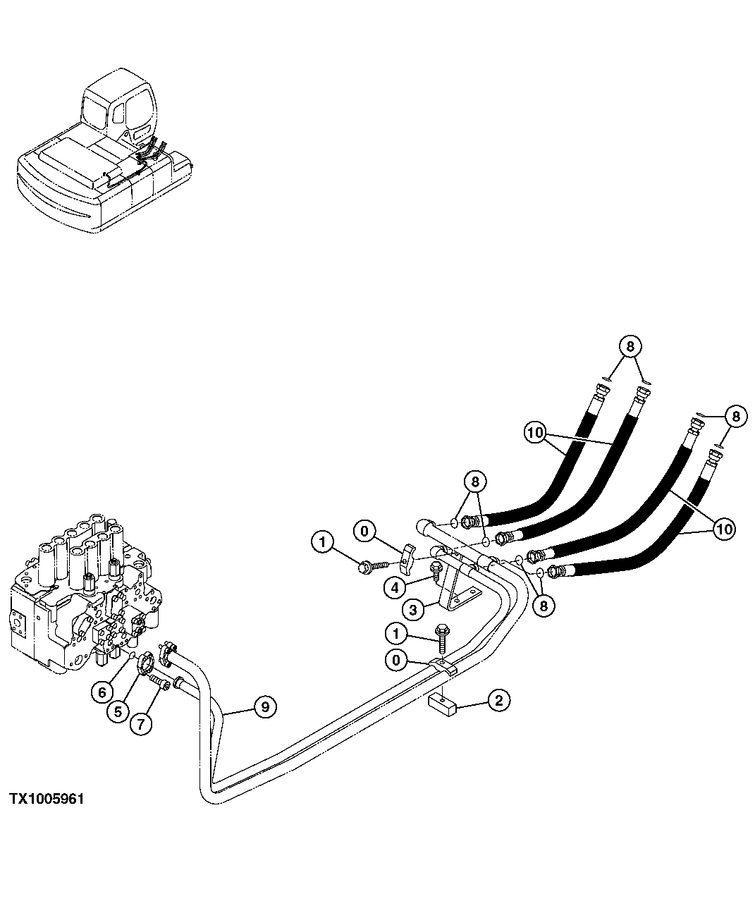 Схема запчастей John Deere 30CLC - 277 - BOOM CYLINDER PLUMBING 3363 Lines, Hoses & Fittings