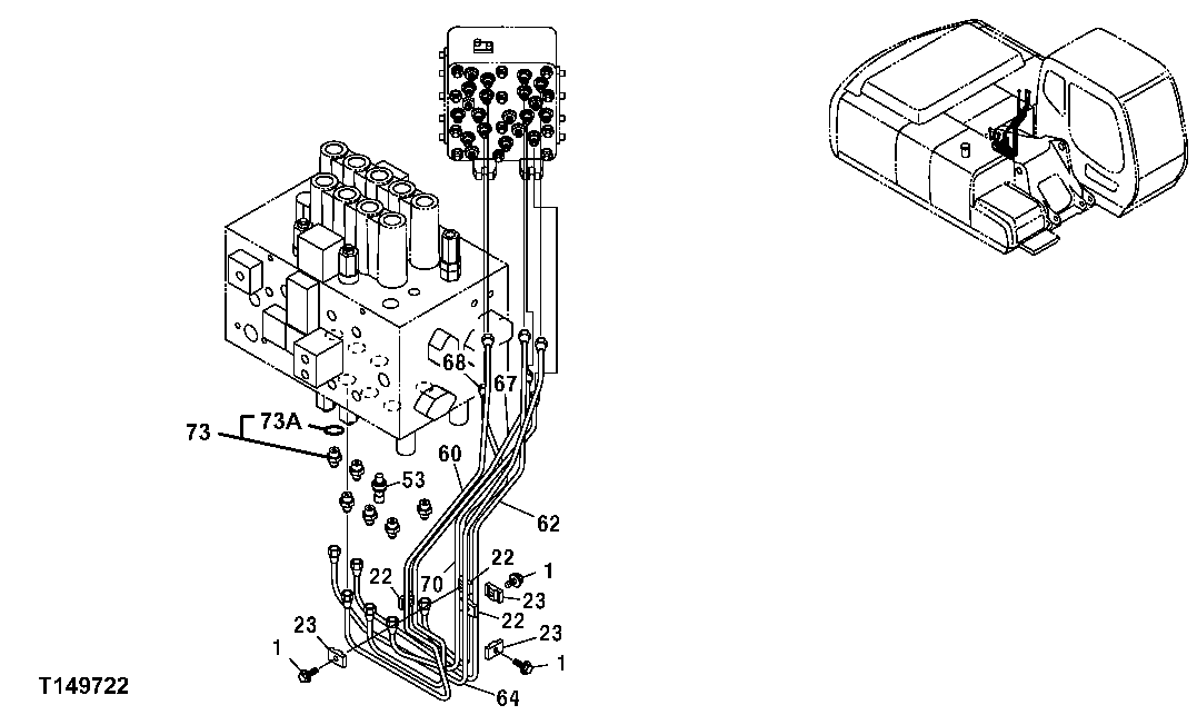 Схема запчастей John Deere 30CLC - 290 - PILOT LINES 3363 Lines, Hoses & Fittings