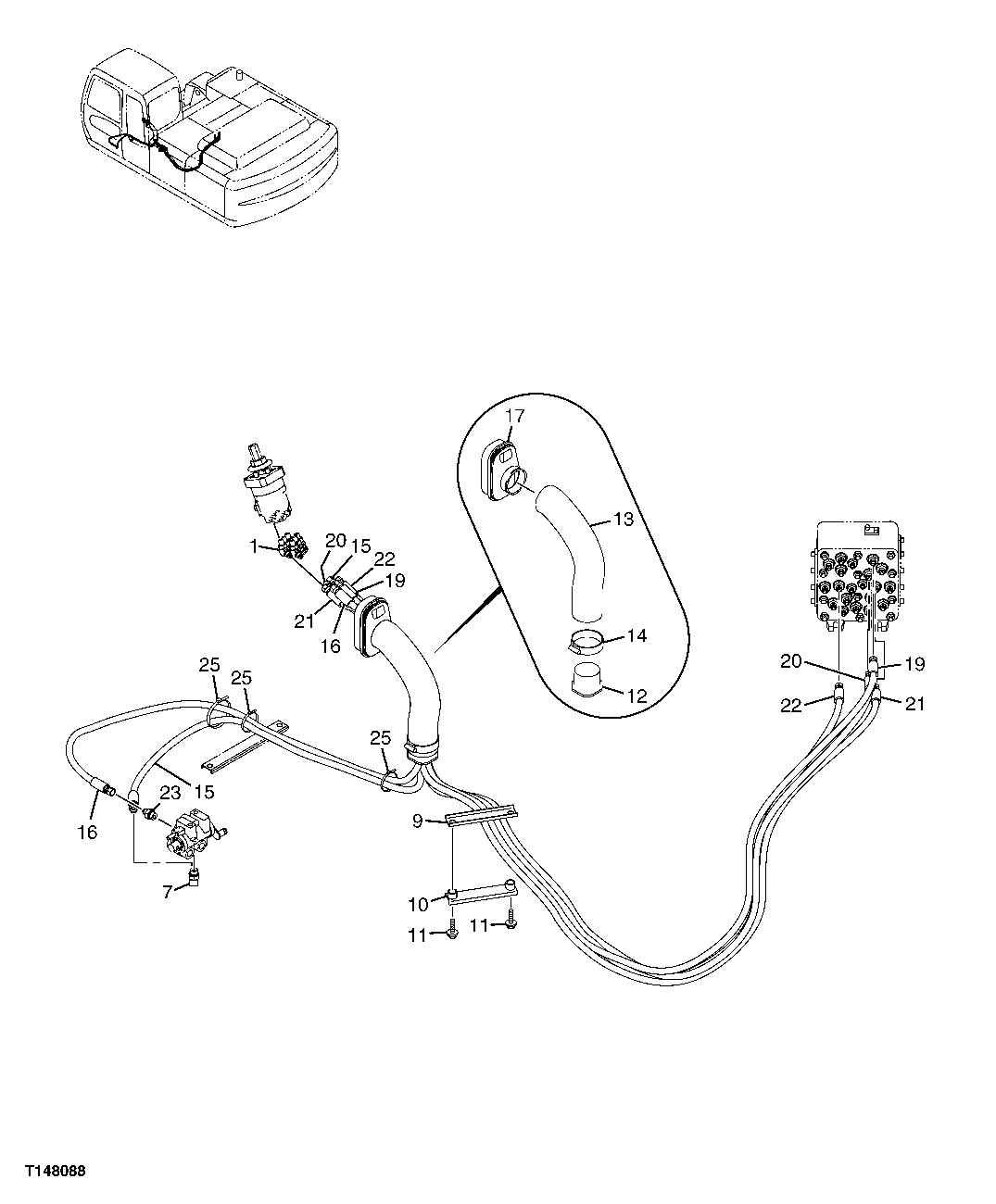 Схема запчастей John Deere 30CLC - 294 - PILOT HYDRAULIC LINES 3363 Lines, Hoses & Fittings