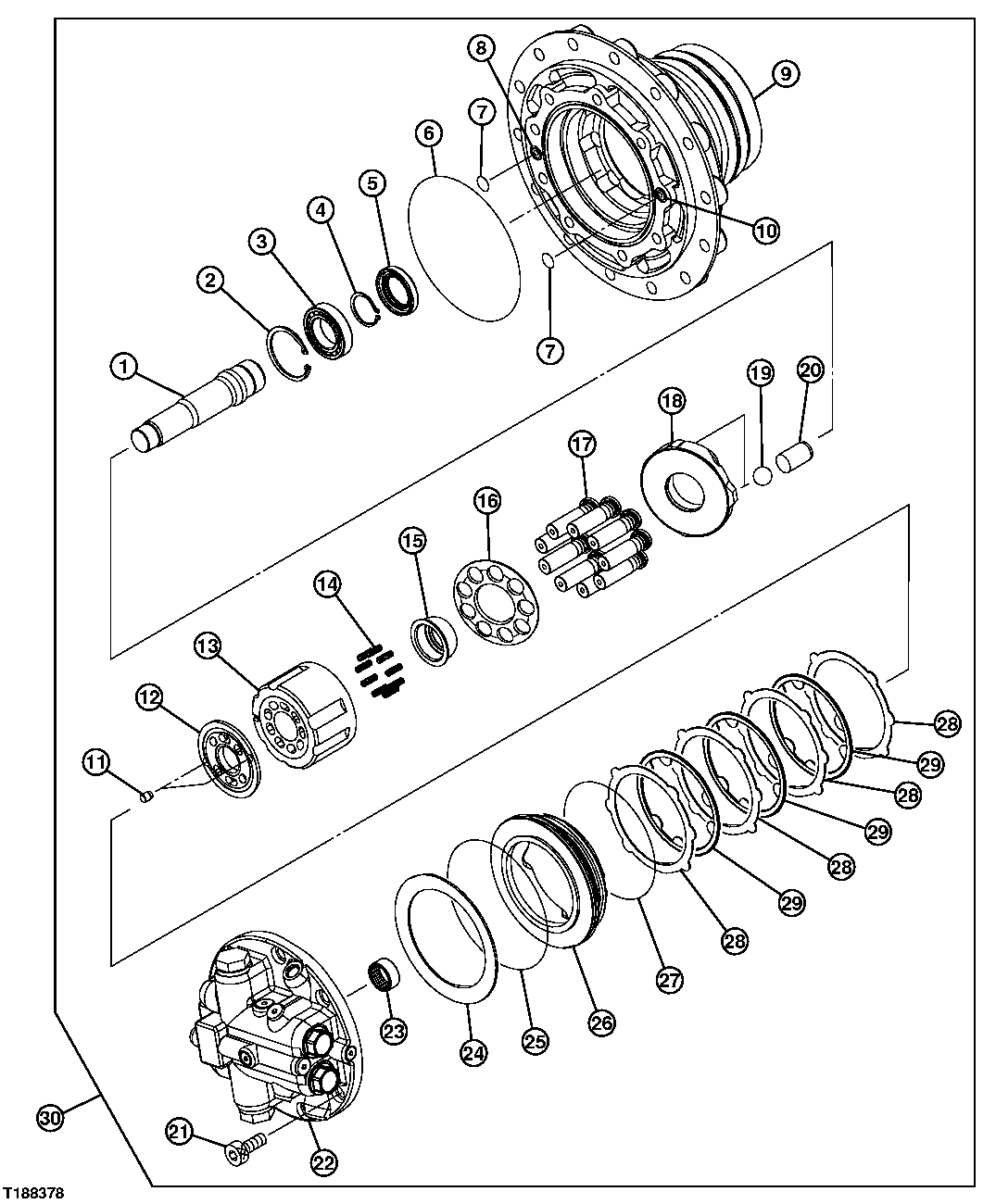 Схема запчастей John Deere 20C - 13 - PROPEL MOTOR COMPONENTS 0260 AXLES, DIFFERENTIAL & SUSPENSION SYSTEM HYDRAULICS (INCLUDING FWD)