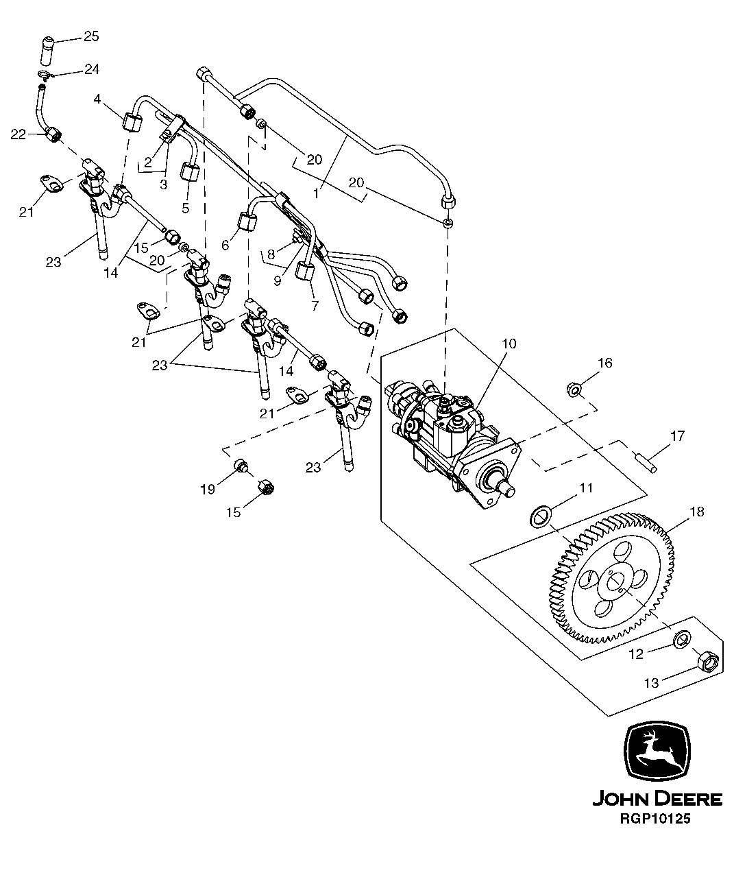 Схема запчастей John Deere 20C - 41 - 16PF FUEL INJECTION PUMP 0400 Engine 4045HP050-RE508097 4045HP050