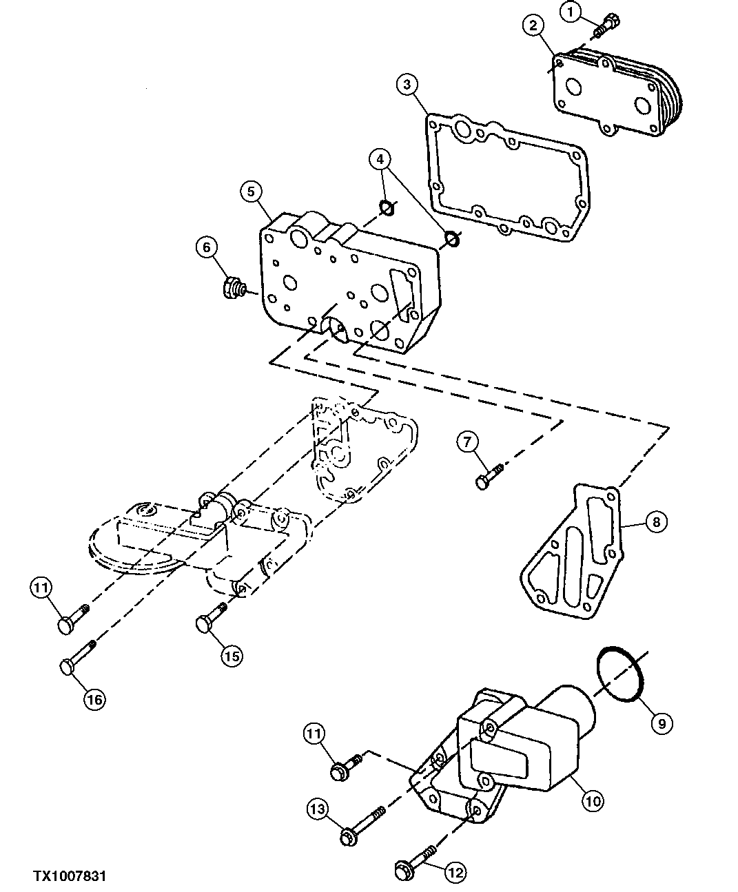 Схема запчастей John Deere 20C - 49 - ENGINE OIL COOLER 0400 Engine 4045HP050-RE508097 4045HP050