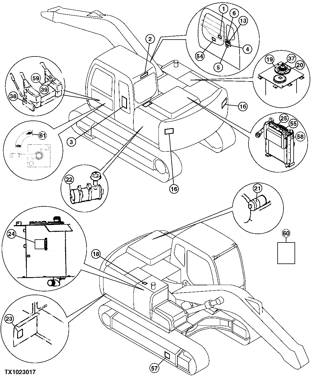 Схема запчастей John Deere 20C - 82 - LABELS AND DECALS (SPANISH) 1322 DECALS AND TRADEMARKS