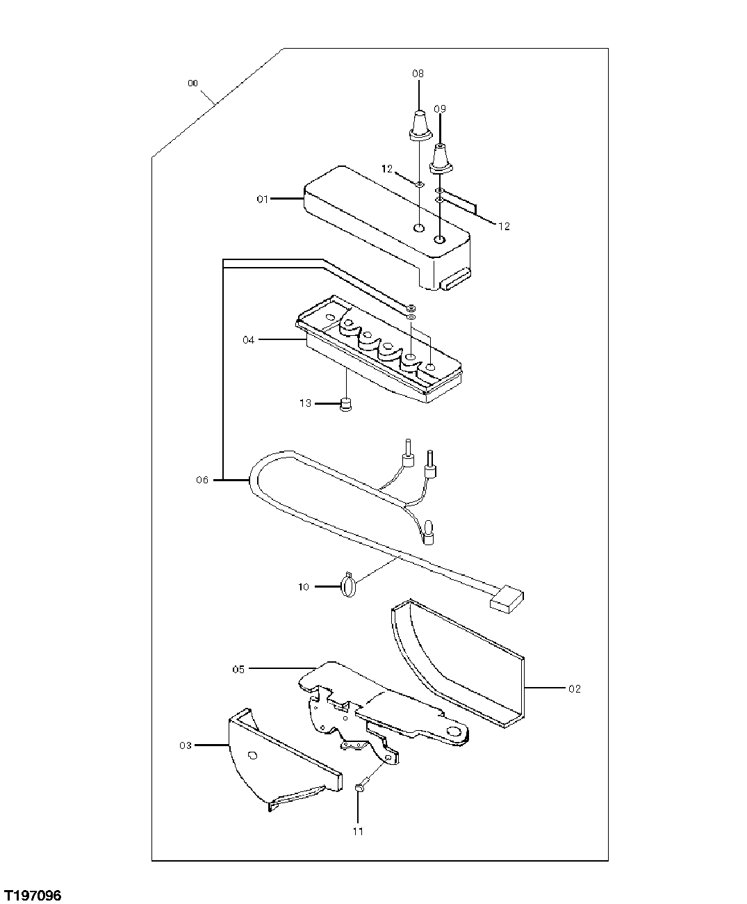 Схема запчастей John Deere 20C - 100 - MANUAL ENGINE CONTROL SWITCH BOX 1674 WIRING HARNESS & SWITCHES