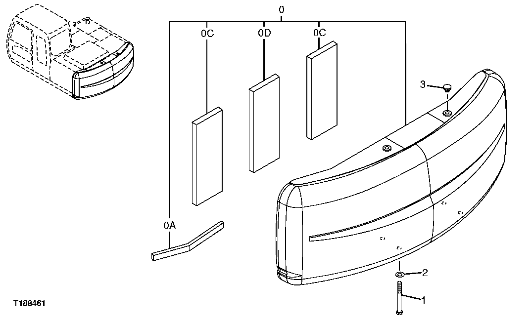 Схема запчастей John Deere 20C - 104 - COUNTERWEIGHT AND ISOLATORS 1740 FRAME INSTALLATION