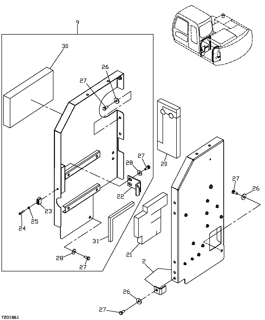 Схема запчастей John Deere 20C - 142 - RADIATOR COMPARTMENT FRONT AND REAR PANELS 1910 HOOD OR ENGINE ENCLOSURE