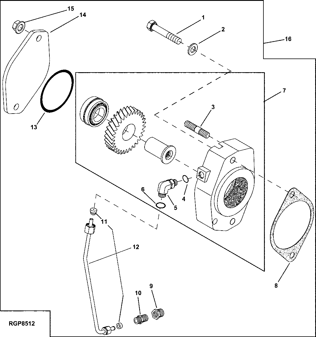 Схема запчастей John Deere 20C - 156 - AUXILIARY DRIVE ADAPTER KIT (SAE "B" MOUNT, 13 TOOTH) 2160 VEHICLE HYDRAULICS
