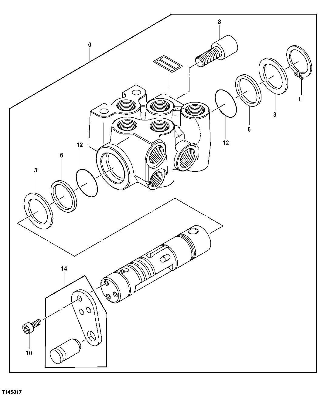 Схема запчастей John Deere 20C - 224 - PILOT SHUTOFF VALVE COMPONENTS 3362 CONTROL & LOAD HOLDING VALVES