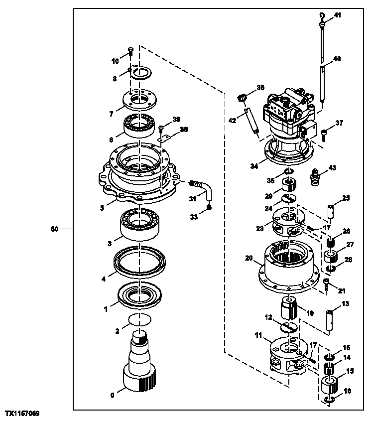 Схема запчастей John Deere 20C - 273 - Swing Gearbox Components 4360 HYDRAULICS
