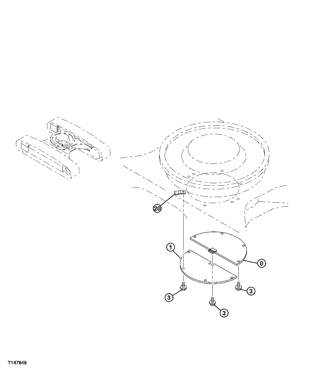 Схема запчастей John Deere 70CLC - 5 - TRACK BOTTOM COVER 0130 TRACK SYSTEMS