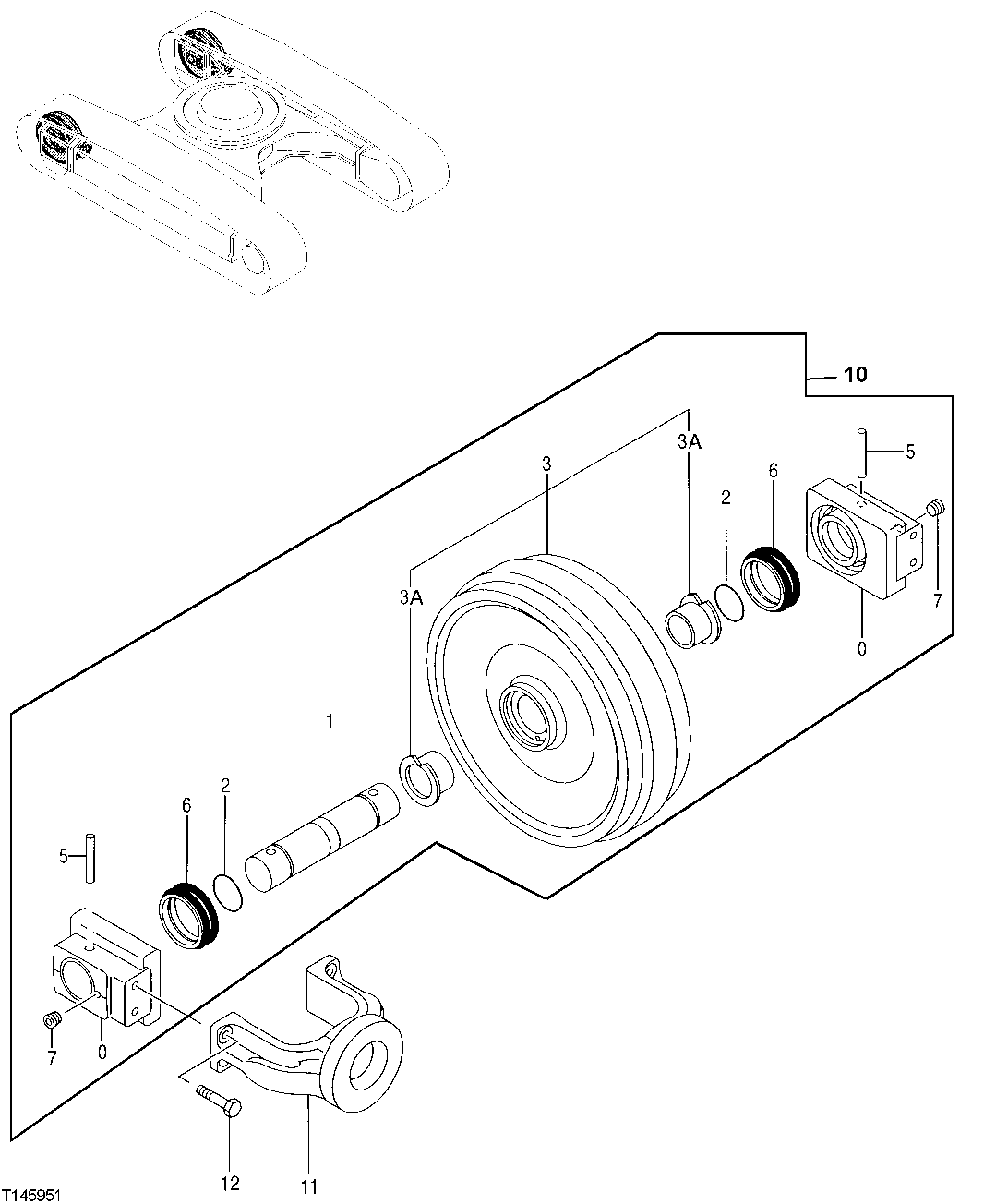 Схема запчастей John Deere 70CLC - 6 - Front Idler 0130 TRACK SYSTEMS