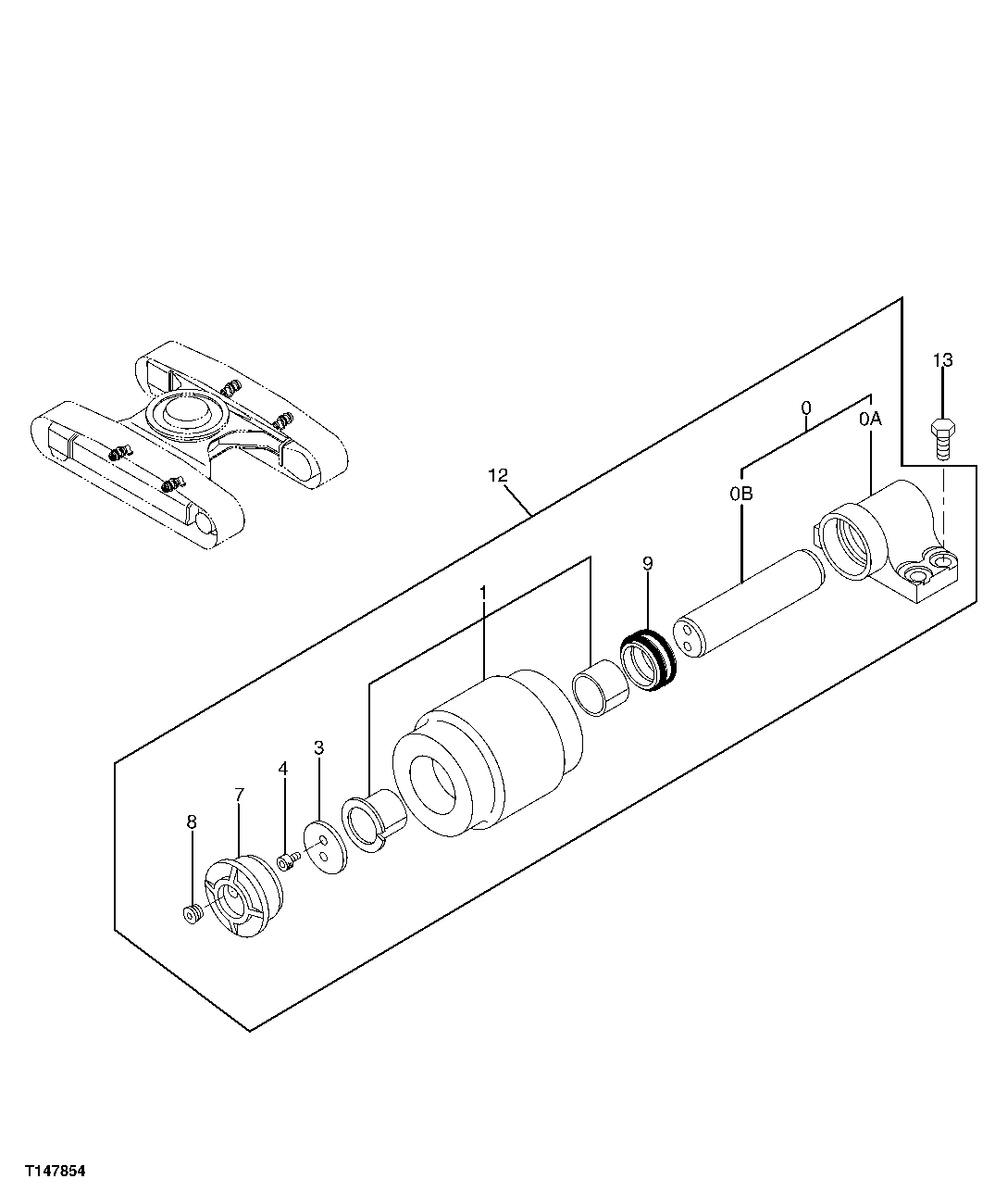 Схема запчастей John Deere 70CLC - 9 - UPPER ROLLER 0130 TRACK SYSTEMS