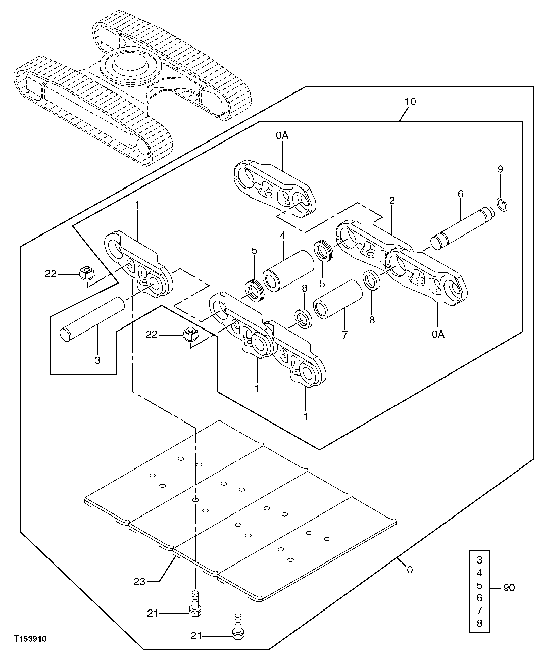 Схема запчастей John Deere 70CLC - 11 - TRACK CHAIN AND SHOES (SN -702000) 0130 TRACK SYSTEMS