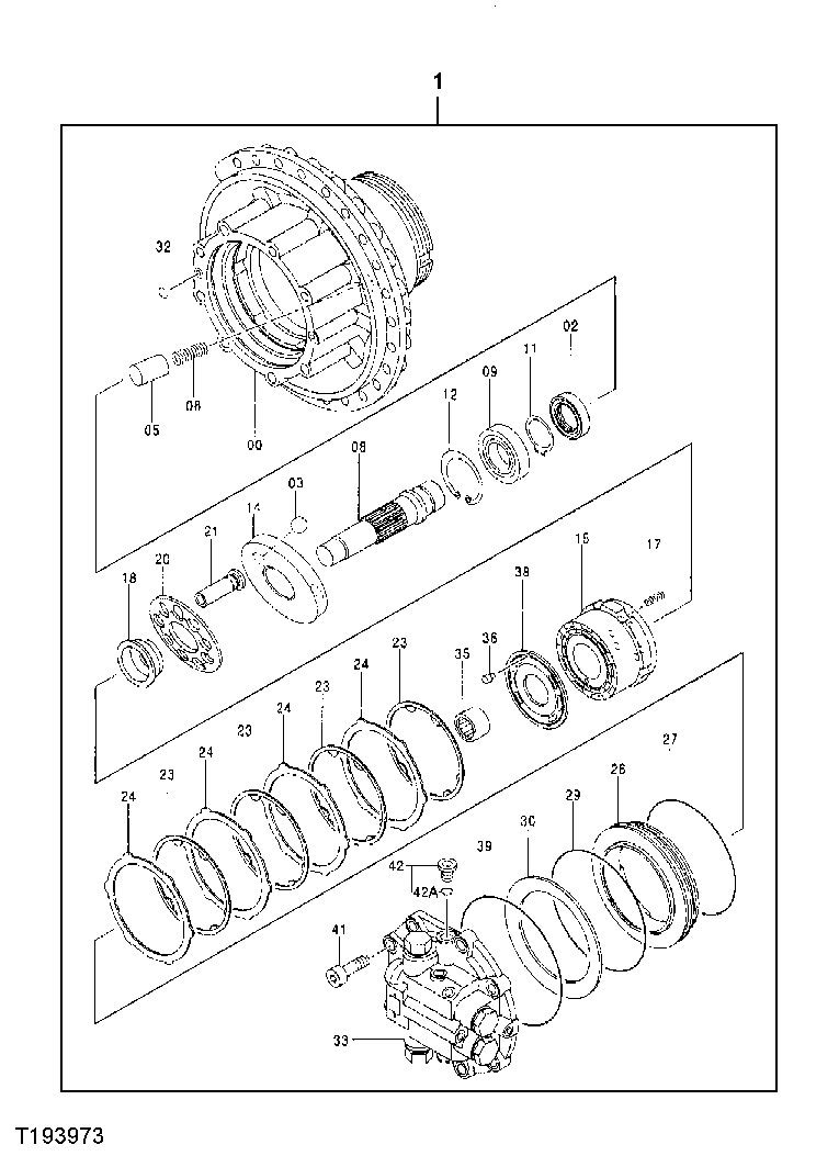 Схема запчастей John Deere 70CLC - 20 - Propel Motor Components (071232 - ) 0260 AXLES, DIFF. & SUSP. SYS. HYD. (INCL. FWD)