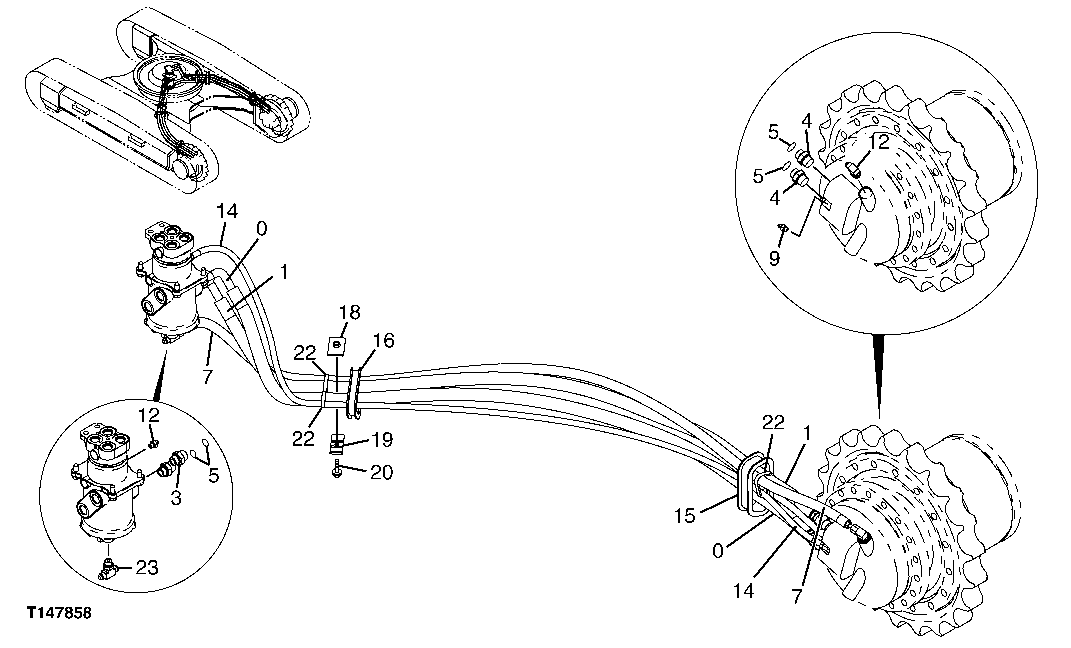 Схема запчастей John Deere 70CLC - 25 - PROPEL HYDRAULIC LINES 0263 LINES, HOSES & FITTINGS