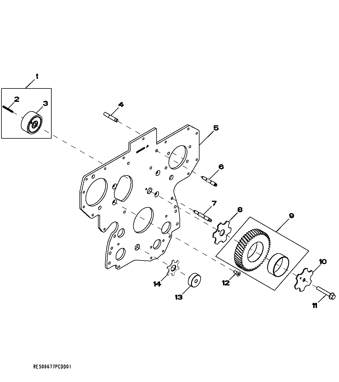 Схема запчастей John Deere 70CLC - 47 - 3615 FRONT PLATE 0400A 270C LC EXCAVATOR 6068HT055-RE507964 6068HT055