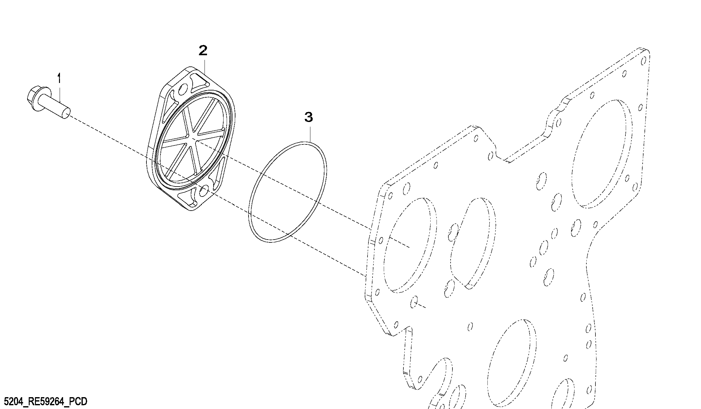 Схема запчастей John Deere 70CLC - 59 - 5204 Auxiliary Drive Cover 0400A 270C LC EXCAVATOR 6068HT055-RE507964 6068HT055
