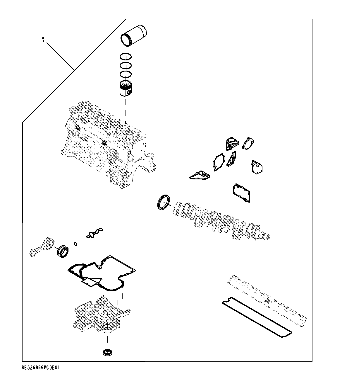 Схема запчастей John Deere 70CLC - 86 - 9901 (ENGINE OVERHAUL KIT) 0400A 270C LC EXCAVATOR 6068HT055-RE507964 6068HT055