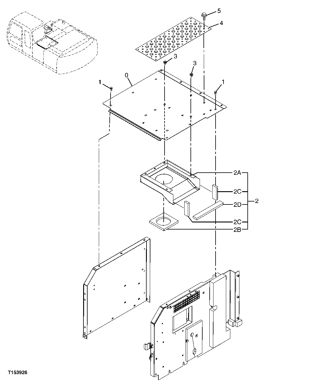 Схема запчастей John Deere 70CLC - 222 - COVER 1910 HOOD OR ENGINE ENCLOSURE