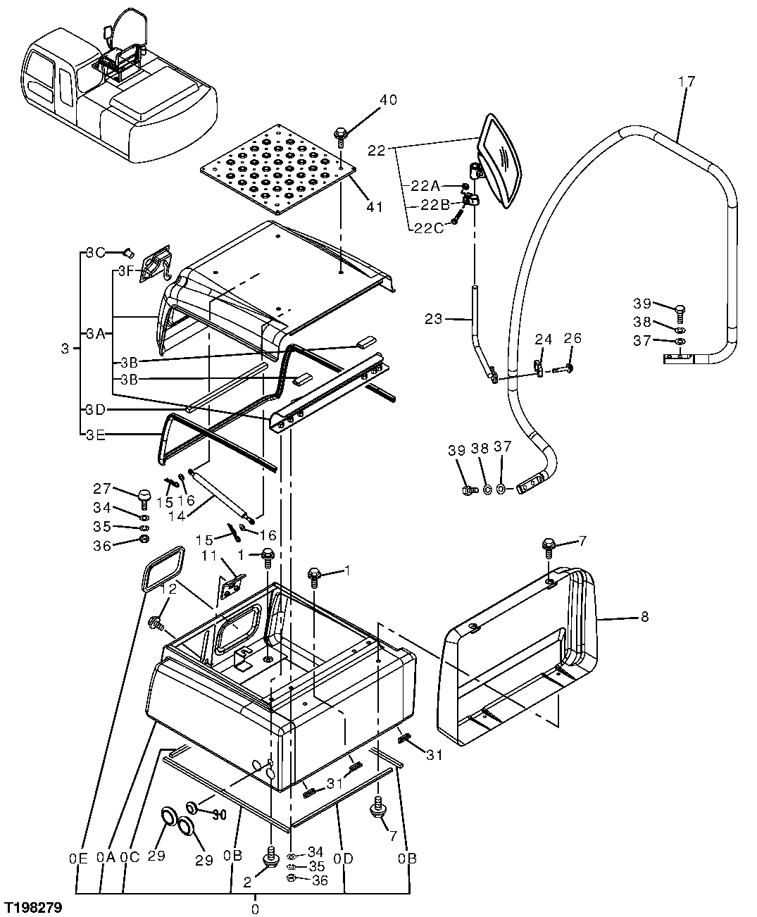 Схема запчастей John Deere 70CLC - 231 - TOOL BOX 1910 HOOD OR ENGINE ENCLOSURE