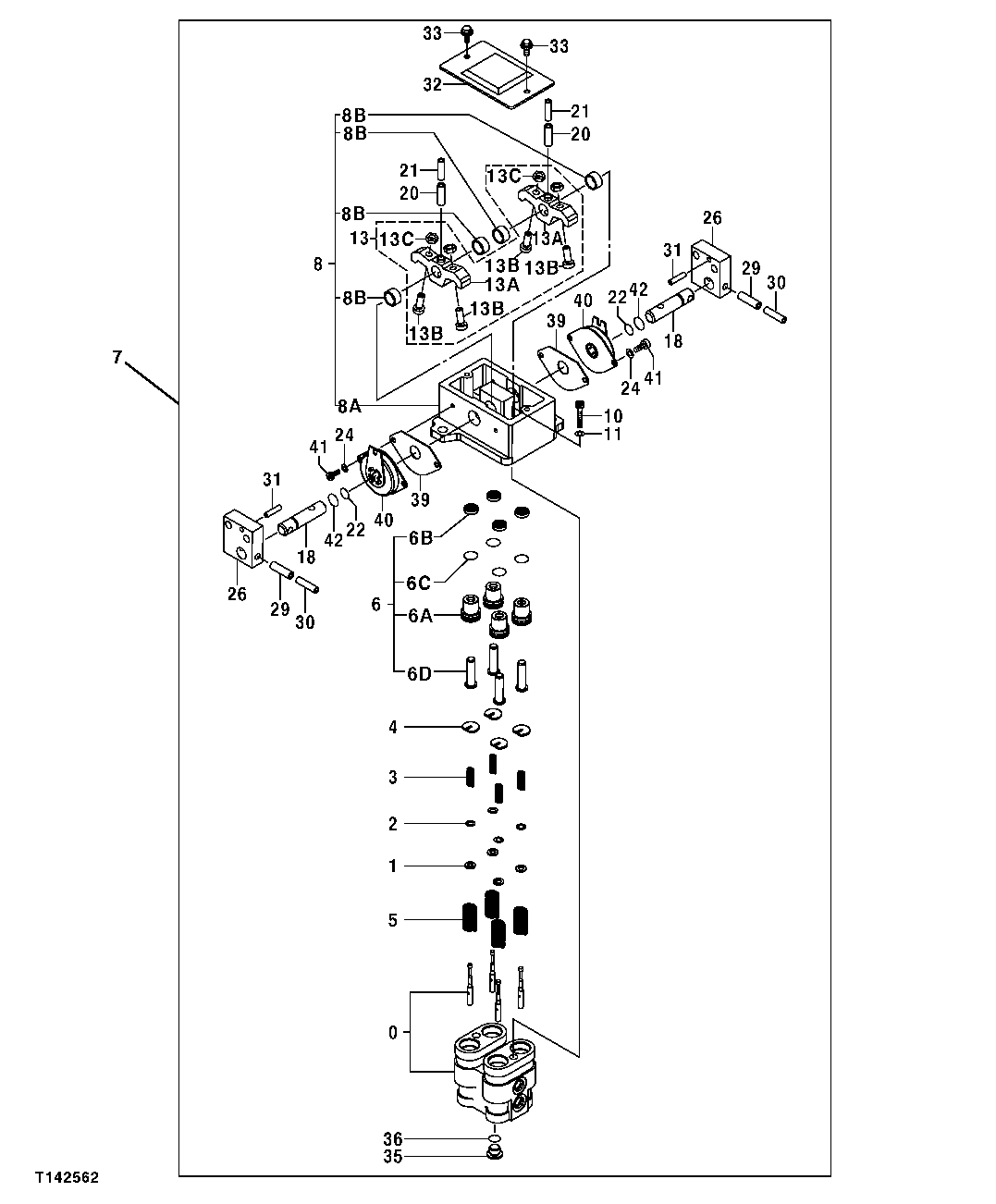 Схема запчастей John Deere 70CLC - 272 - PILOT VALVE COMPONENTS 3315 CONTROLS LINKAGE