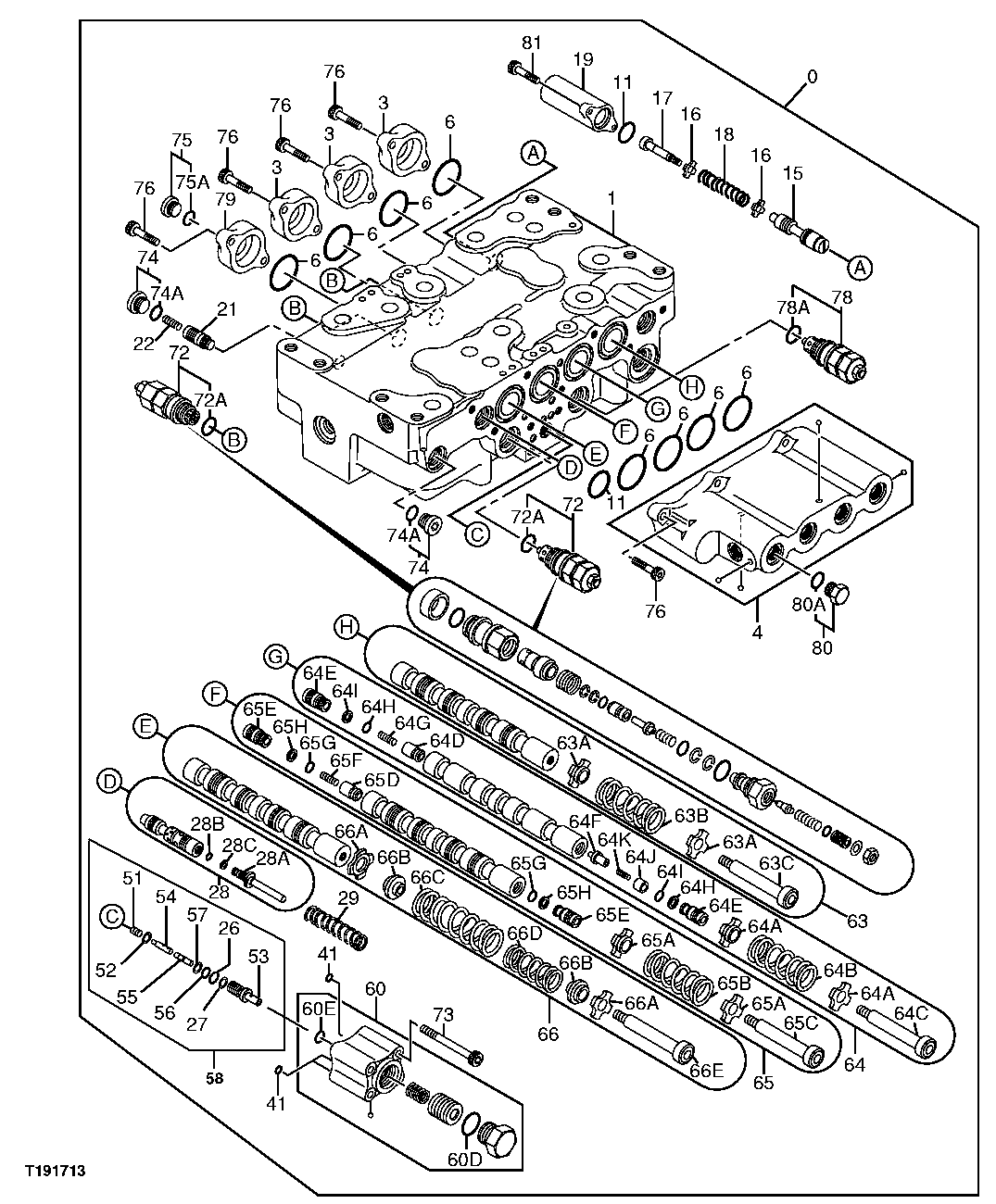 Схема запчастей John Deere 70CLC - 320 - CONTROL VALVE 3362 Control & Load Holding Valves