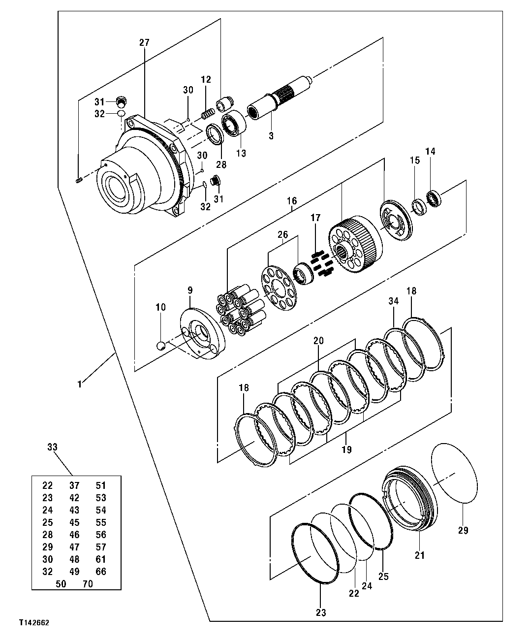 Схема запчастей John Deere 30CLC - 29 - PROPEL MOTOR COMPONENTS (370C) 0260 AXLES, DIFF. & SUSP. SYS. HYD. (INCL. FWD)