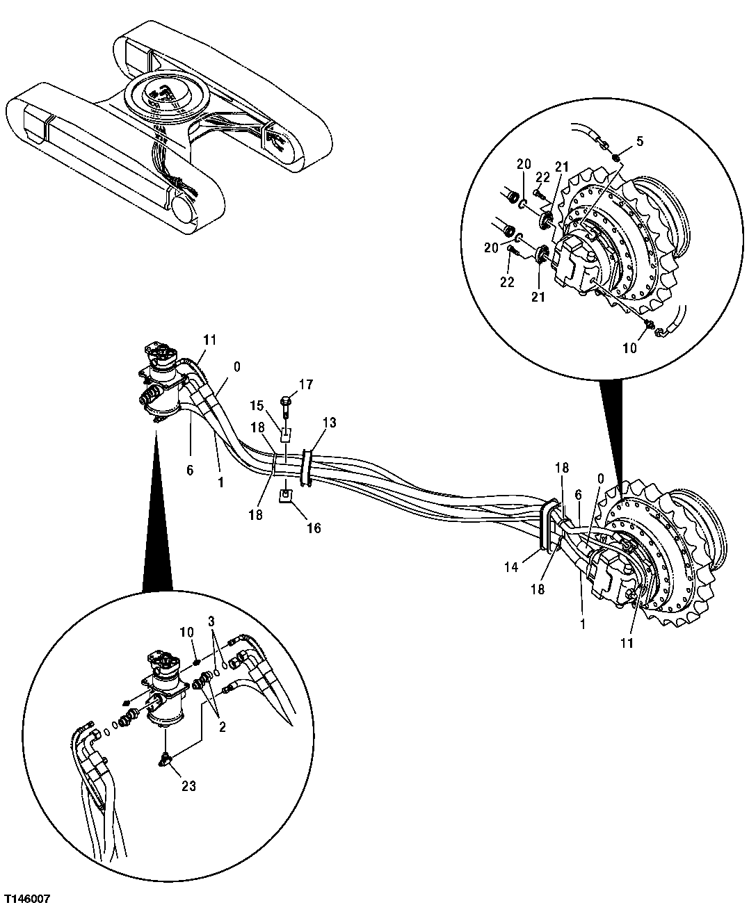 Схема запчастей John Deere 30CLC - 37 - PROPEL MOTOR LINES (TRACK FRAME) (370C) 0260 AXLES, DIFF. & SUSP. SYS. HYD. (INCL. FWD)