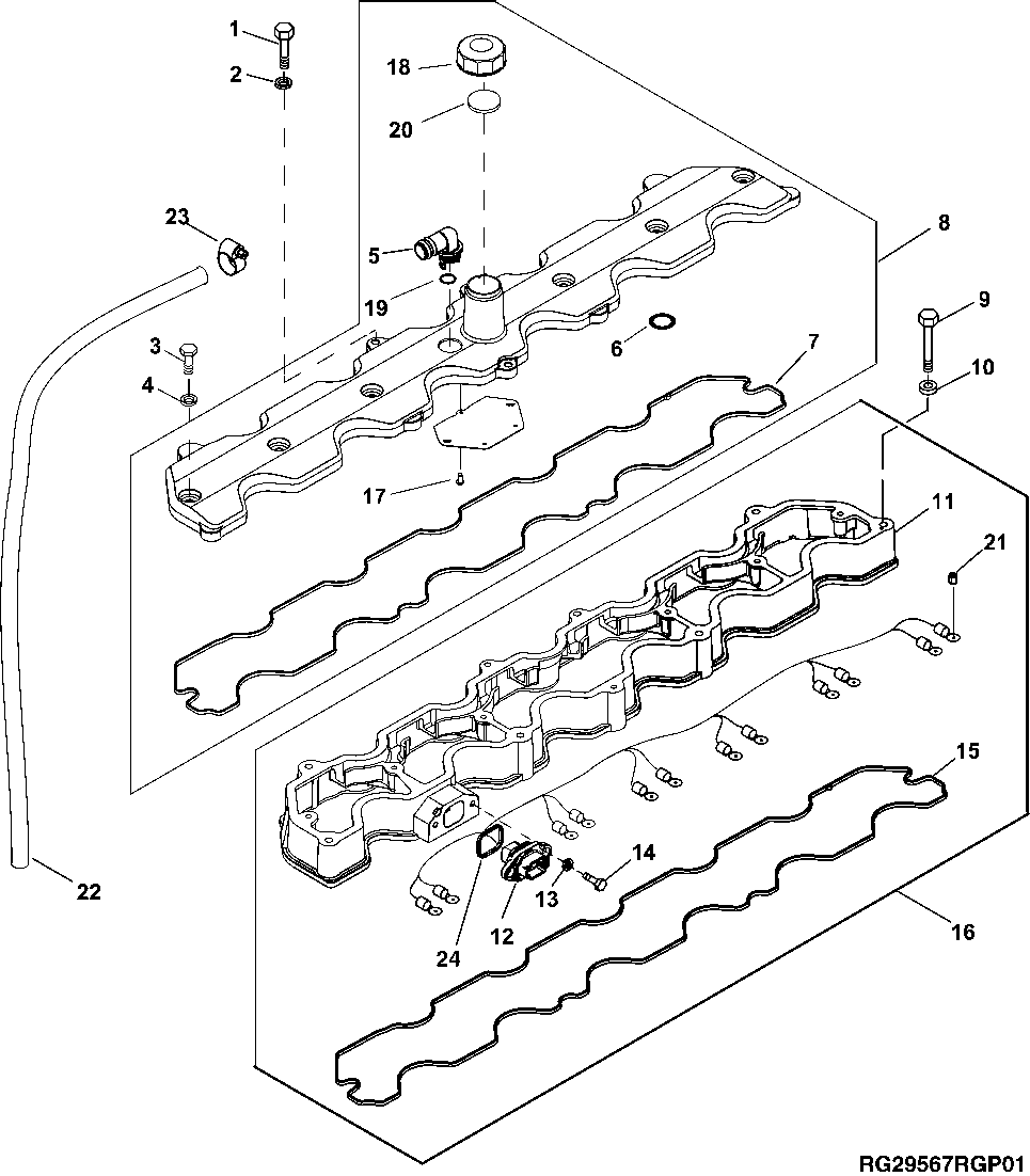 Схема запчастей John Deere 30CLC - 48 - 1101 Rocker Arm Cover 0400A 6081HT002 6081HT002 6081HT002